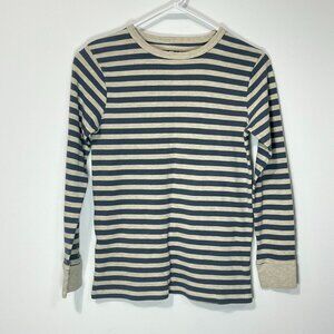 Children's Place Blue Grey Stripe Long Sleeve Thermal Waffle Knit Lg 10/12